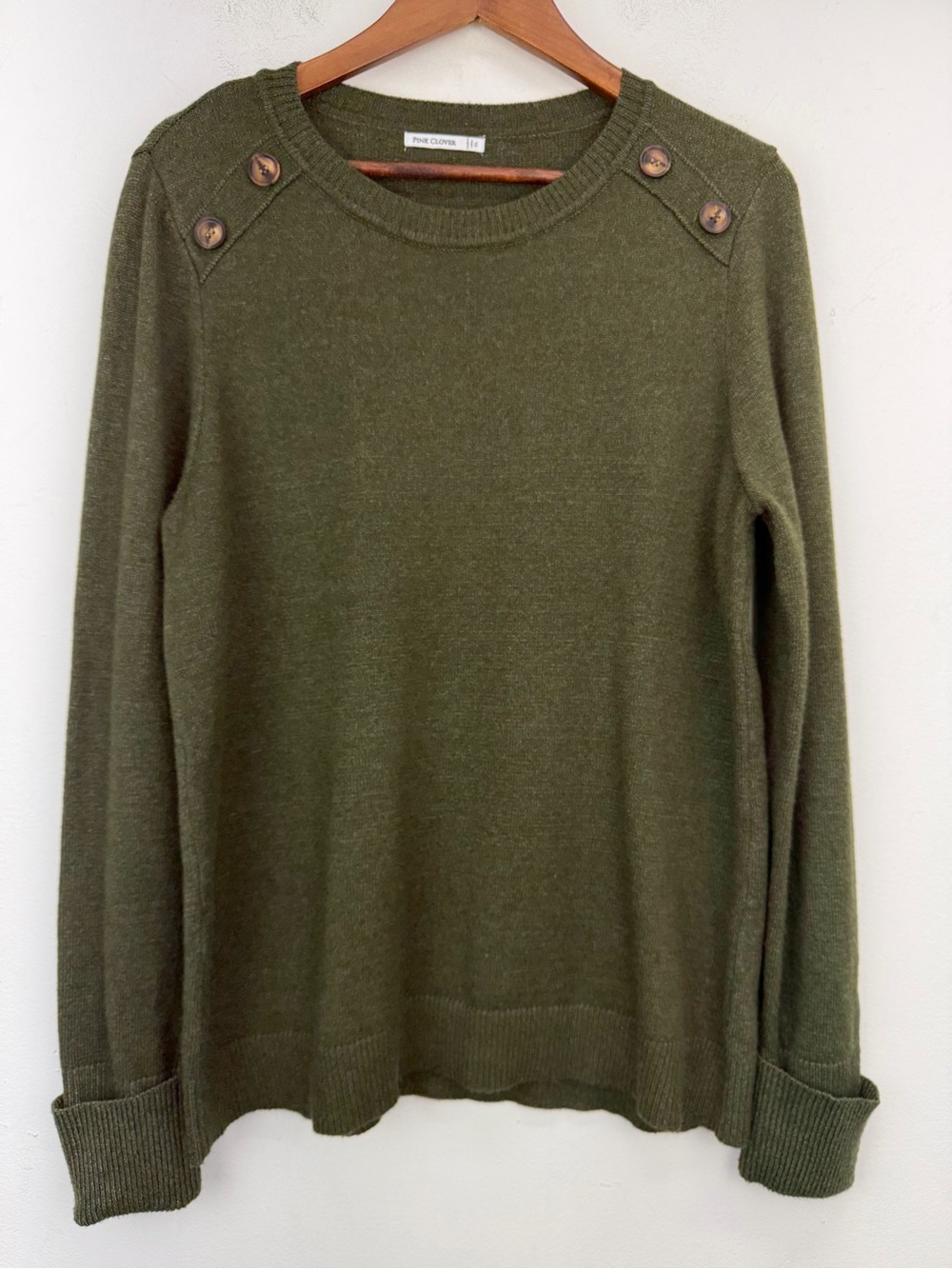 Pink Clover size XL Women’s Olive Green Knit Crewneck Pullover Sweater